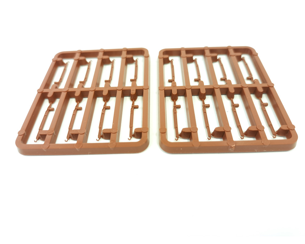 16 spare floor posts in red wagon