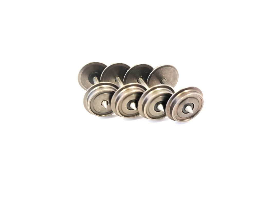 Set of 4 axles with conical tips, wheel diameter 10.50 mm