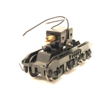 Bogie assembly consisting of gear box, worm gear, bushing cover, axles, and bogie sides for Renfe class 250