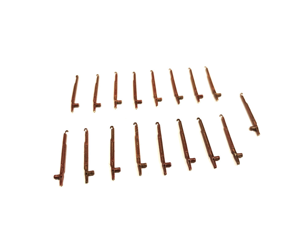 Set of 16 cast brass stanchions + 1 spare for all Vitrains platforms in wagon red