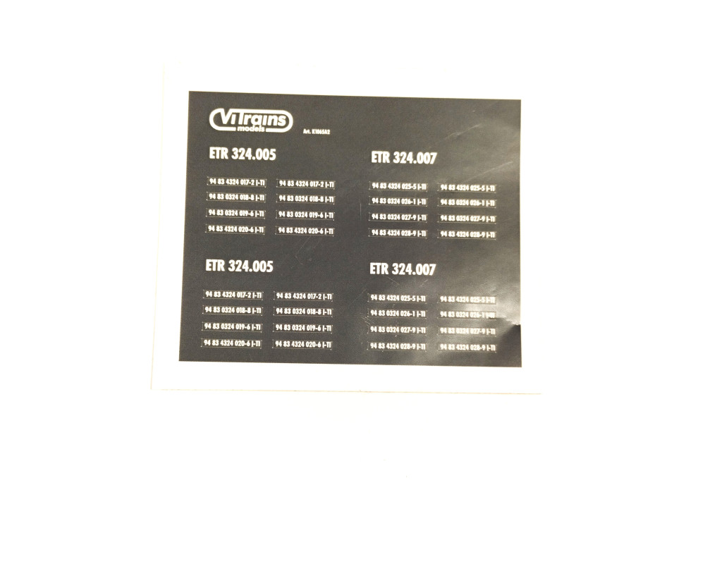 K1065A2 Sticker sheet for Jazz A2 carriage